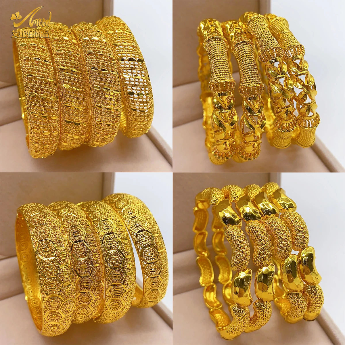 Luxury Dubai 24K Gold Plated Bangles For Women Indian African Charm Bracelets Wedding Ethiopian Arabic Hand Jewelry Party Gifts