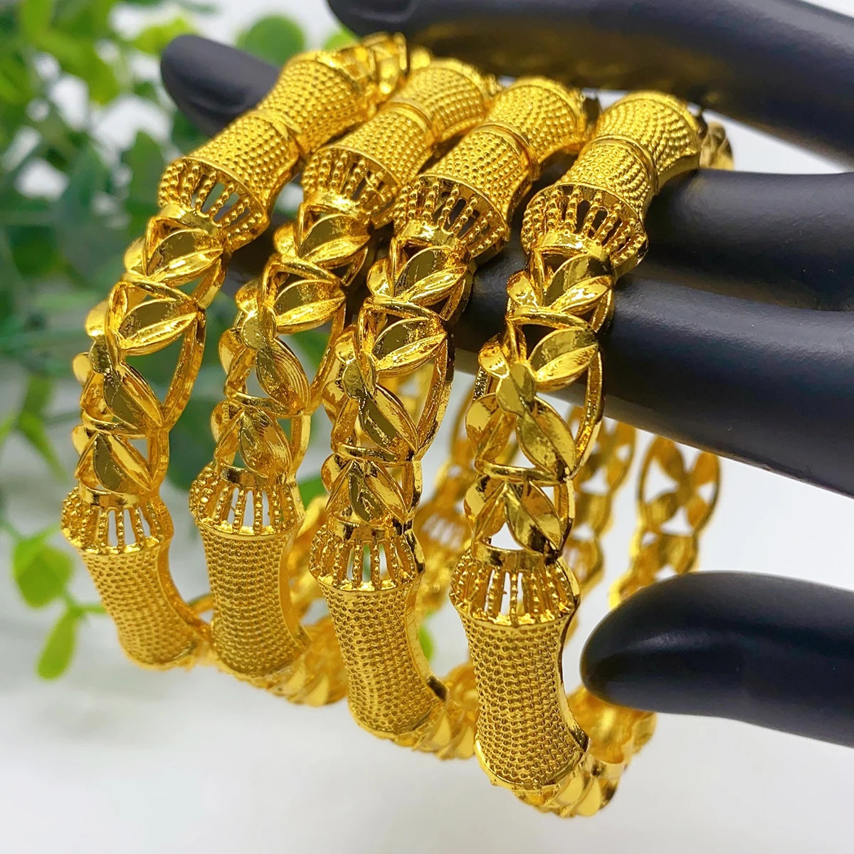 Luxury Dubai 24K Gold Plated Bangles For Women Indian African Charm Bracelets Wedding Ethiopian Arabic Hand Jewelry Party Gifts